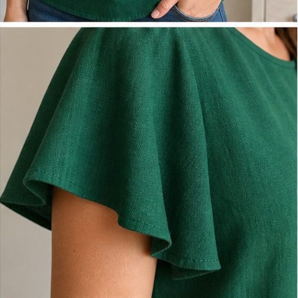 Emerald Ruffle Blouse - Picture 5 of 6